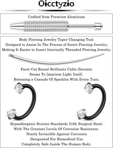 F136 التيتانيوم 18/16/14 جرام حدوة الحصان الحاجز الأنف خواتم Daith أقراط ثقب المجوهرات هيبوالرجينيك متعدد الألوان للنساء الرجال in Kuwait