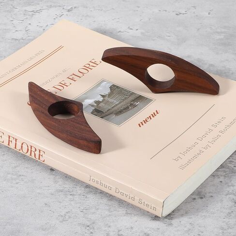 2PCS Walnut Thumb Book Page Holder, Smooth Finish Wood Page Holders for Reading, Book Opener Holder Reading Gifts Accessories for Readers Readinglovers (Medium, Brown) in Saudi Arabia