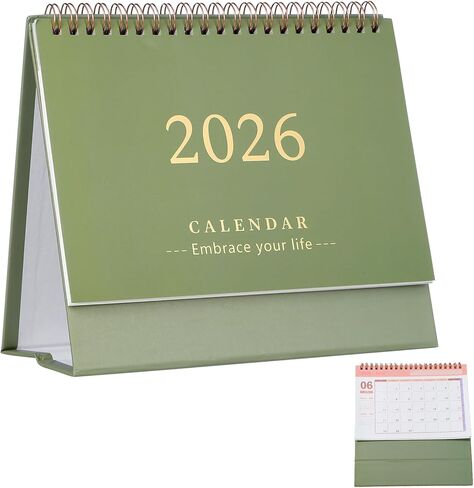 تقويم مكتب صغير من NUOBESTY 2026 تقويم قابل للطي لمدة 18 شهرًا للمنزل والمدرسة والمكتب وسطح المكتب مخطط شهري أخضر 19 × 16.5 سم in Kuwait