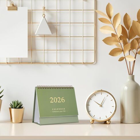 تقويم مكتب صغير من NUOBESTY 2026 تقويم قابل للطي لمدة 18 شهرًا للمنزل والمدرسة والمكتب وسطح المكتب مخطط شهري أخضر 19 × 16.5 سم in Kuwait