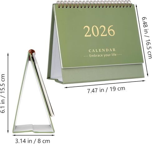 تقويم مكتب صغير من NUOBESTY 2026 تقويم قابل للطي لمدة 18 شهرًا للمنزل والمدرسة والمكتب وسطح المكتب مخطط شهري أخضر 19 × 16.5 سم in Kuwait