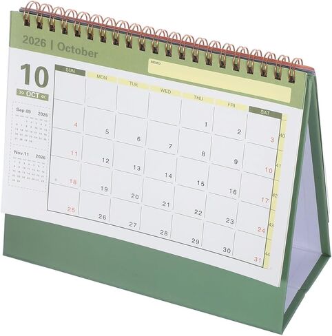 تقويم مكتب صغير من NUOBESTY 2026 تقويم قابل للطي لمدة 18 شهرًا للمنزل والمدرسة والمكتب وسطح المكتب مخطط شهري أخضر 19 × 16.5 سم in Kuwait