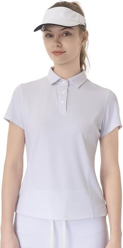 Women's Light Blue Slim-Fit Polo Shirt - UV Protection, Moisture-Wicking, Stretchy Fabric for Golf & Daily Wear in Saudi Arabia