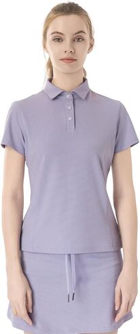 Women's Light Blue Slim-Fit Polo Shirt - UV Protection, Moisture-Wicking, Stretchy Fabric for Golf & Daily Wear in Saudi Arabia