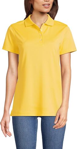 Lands' End Essentials Women's Short Sleeve Polo Shirt – Lightweight Polyester, Won’t Shrink, Pill, or Fade, Classic Fit in Saudi Arabia