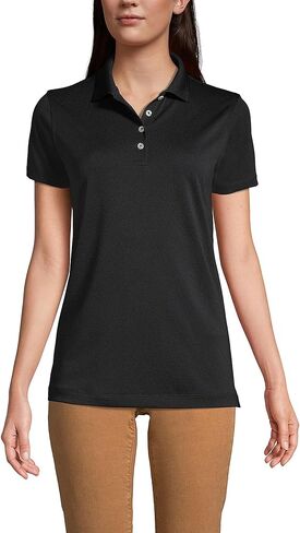Lands' End Essentials Women's Short Sleeve Polo Shirt – Lightweight Polyester, Won’t Shrink, Pill, or Fade, Classic Fit in Saudi Arabia