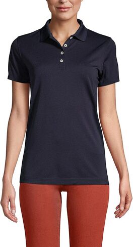 Lands' End Essentials Women's Short Sleeve Polo Shirt – Lightweight Polyester, Won’t Shrink, Pill, or Fade, Classic Fit in Saudi Arabia