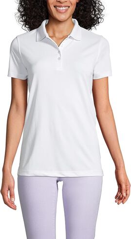 Lands' End Essentials Women's Short Sleeve Polo Shirt – Lightweight Polyester, Won’t Shrink, Pill, or Fade, Classic Fit in Saudi Arabia