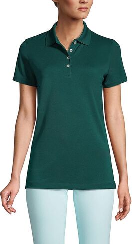 Lands' End Essentials Women's Short Sleeve Polo Shirt – Lightweight Polyester, Won’t Shrink, Pill, or Fade, Classic Fit in Saudi Arabia