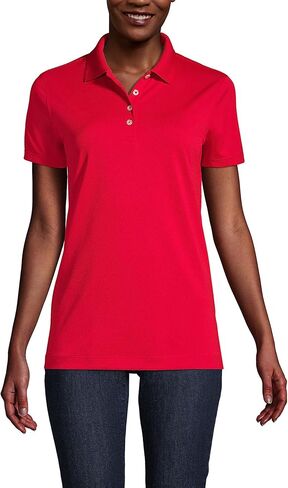Lands' End Essentials Women's Short Sleeve Polo Shirt – Lightweight Polyester, Won’t Shrink, Pill, or Fade, Classic Fit in Saudi Arabia