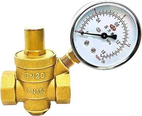 Adjustable Water Reducing Valve Female Thread Brass Pressure Gauge Regulator Valves with Gauge Meter(3/4",Valve Without Gauge) in Saudi Arabia
