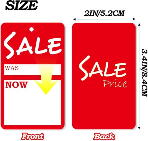 100 Sets Sale Price Tags with String, 3.4"x2" Price Marker Labels for Clothing, Shoes, Snacks, Supermarket Supplies in Kuwait