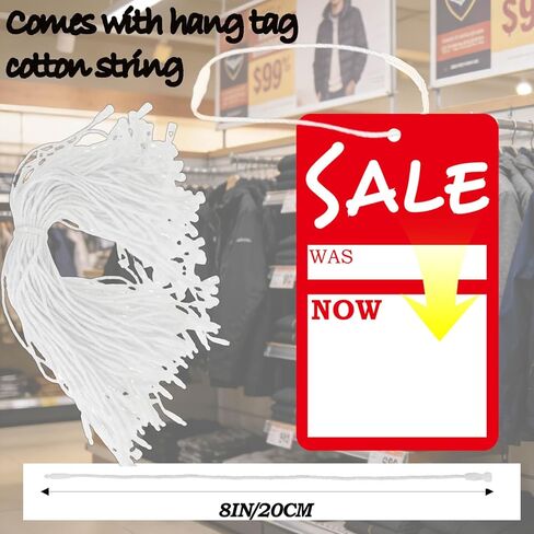 100 Sets Sale Price Tags with String, 3.4"x2" Price Marker Labels for Clothing, Shoes, Snacks, Supermarket Supplies in Kuwait