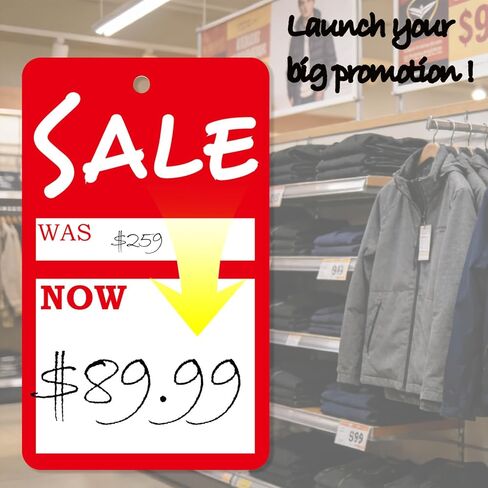 100 Sets Sale Price Tags with String, 3.4"x2" Price Marker Labels for Clothing, Shoes, Snacks, Supermarket Supplies in Kuwait