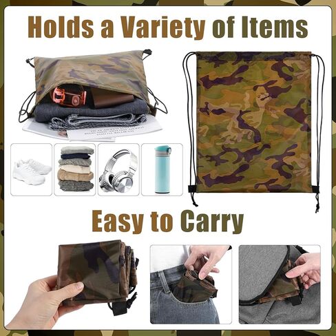 24 Pcs Camo Drawstring Bags Bulk, Army Bag Lightweight Woodland Camouflage Drawstring Backpack for Men Women Birthday Party Supplies Travel Yoga Gym Sport in Saudi Arabia