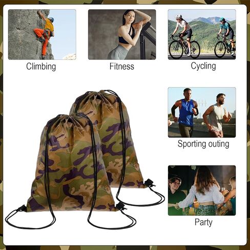 24 Pcs Camo Drawstring Bags Bulk, Army Bag Lightweight Woodland Camouflage Drawstring Backpack for Men Women Birthday Party Supplies Travel Yoga Gym Sport in Saudi Arabia