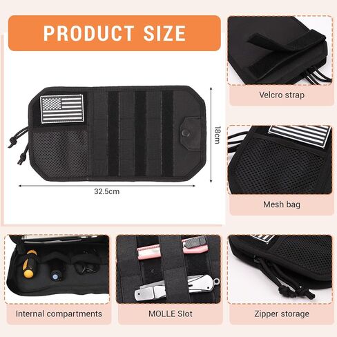 منظم حاجب الشمس للسيارة 1000D، منظم حاجب الشمس مع سحاب ومشبك نظارات (أسود) in Kuwait