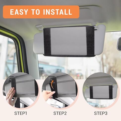 منظم حاجب الشمس للسيارة 1000D، منظم حاجب الشمس مع سحاب ومشبك نظارات (أسود) in Kuwait