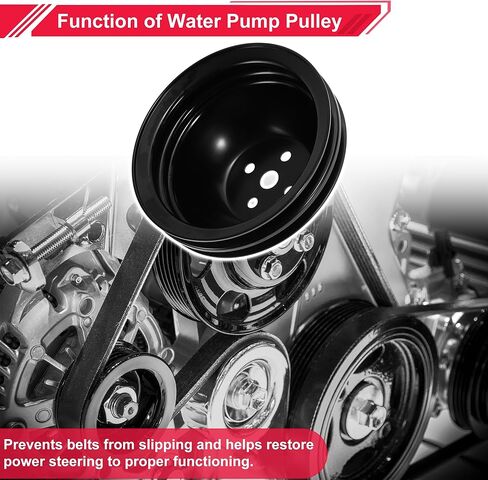 بكرة مضخة مياه لسيارة Chevy Big Block 396 427 454 1965-1968 SWP بكرة مضخة مياه قصيرة ذات أخدود مزدوج 2 أخدود متينة قطعة واحدة باللون الأسود in Saudi Arabia