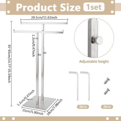 FINGERINSPIRE Stainless Steel Adjustable T-Bar Stand with Double T Design 13.8-25.6Inch Height Adjustable Countertop Purse Jewelry Holder for Organizer Bags Necklaces Home Store Boutique Retail in Saudi Arabia