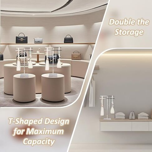 FINGERINSPIRE Stainless Steel Adjustable T-Bar Stand with Double T Design 13.8-25.6Inch Height Adjustable Countertop Purse Jewelry Holder for Organizer Bags Necklaces Home Store Boutique Retail in Saudi Arabia