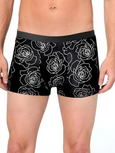 2 PCS Mens Fashion Boxer Briefs Floral Print Trunks Classic Four Corner Underwear Set for Daily Wear Casual Use in Saudi Arabia