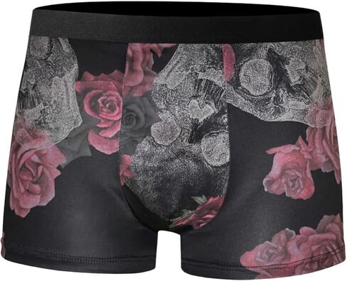 2 PCS Mens Fashion Boxer Briefs Floral Print Trunks Classic Four Corner Underwear Set for Daily Wear Casual Use in Saudi Arabia
