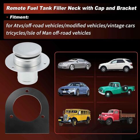 No.17-2530 Remote Fuel Tank Filler Neck Fit 2" Inch Straight Hose Connection with Billet Aluminum Gas Cap and Weld-On Steel Mount Bracket for Offroad Vehicles ATVs in Saudi Arabia