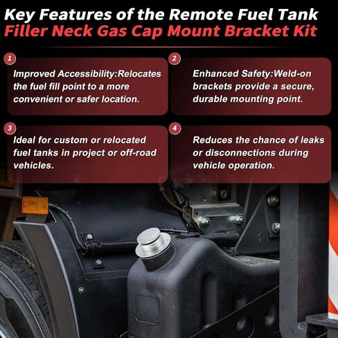No.17-2530 Remote Fuel Tank Filler Neck Fit 2" Inch Straight Hose Connection with Billet Aluminum Gas Cap and Weld-On Steel Mount Bracket for Offroad Vehicles ATVs in Saudi Arabia
