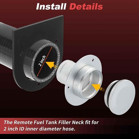 No.17-2530 Remote Fuel Tank Filler Neck Fit 2" Inch Straight Hose Connection with Billet Aluminum Gas Cap and Weld-On Steel Mount Bracket for Offroad Vehicles ATVs in Saudi Arabia