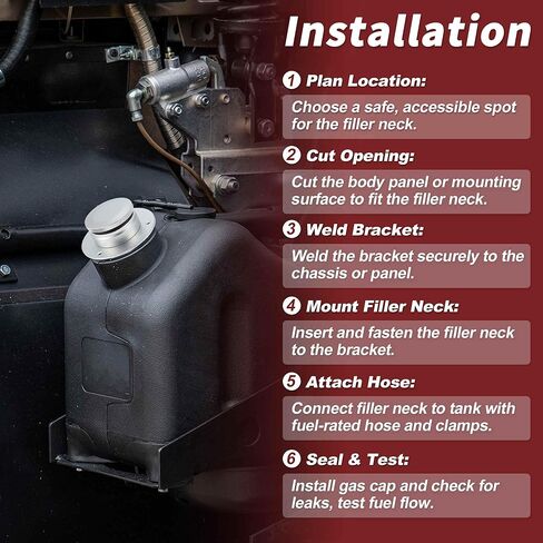 No.17-2530 Remote Fuel Tank Filler Neck Fit 2" Inch Straight Hose Connection with Billet Aluminum Gas Cap and Weld-On Steel Mount Bracket for Offroad Vehicles ATVs in Saudi Arabia