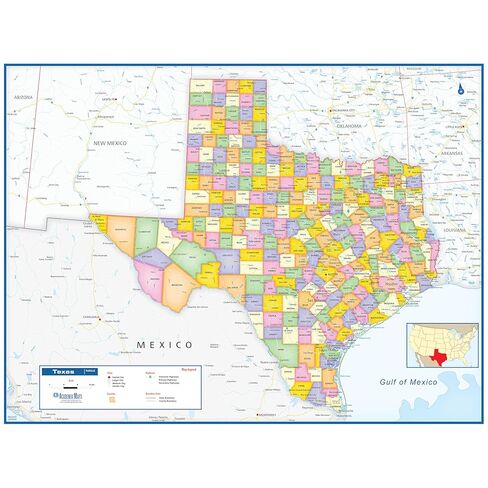 Giant Texas State Wall Map Poster with Counties - Laminated - 60" x 45" - Safe for Use with Wet and Dry Erase Markers - Very popular for educators and homeschool! in Saudi Arabia