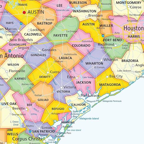 Giant Texas State Wall Map Poster with Counties - Laminated - 60" x 45" - Safe for Use with Wet and Dry Erase Markers - Very popular for educators and homeschool! in Saudi Arabia