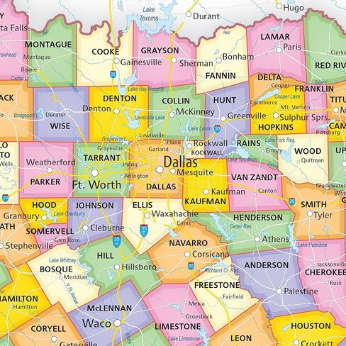 Giant Texas State Wall Map Poster with Counties - Laminated - 60" x 45" - Safe for Use with Wet and Dry Erase Markers - Very popular for educators and homeschool! in Saudi Arabia