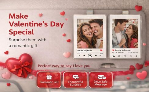 OFlyDesigns حامل قناع السيارة للصور الشخصية، ديكور مخصص لصور الزوجين، تذكير الحب الآمن للقيادة، خالي من المواد اللاصقة، الذكرى السنوية وتزيين سيارة السائق الجديد هدية عيد الحب للأزواج in Saudi Arabia