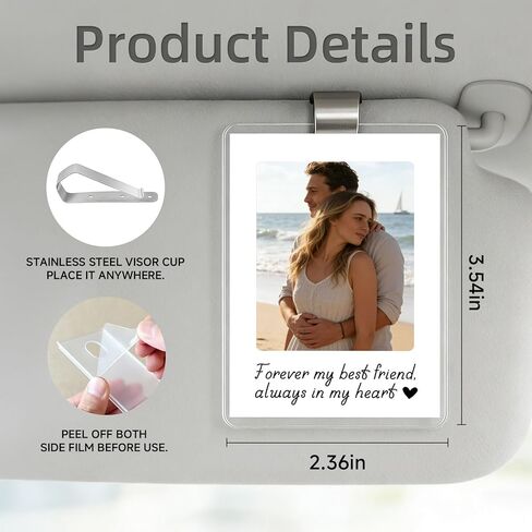 OFlyDesigns حامل قناع السيارة للصور الشخصية، ديكور مخصص لصور الزوجين، تذكير الحب الآمن للقيادة، خالي من المواد اللاصقة، الذكرى السنوية وتزيين سيارة السائق الجديد هدية عيد الحب للأزواج in Saudi Arabia