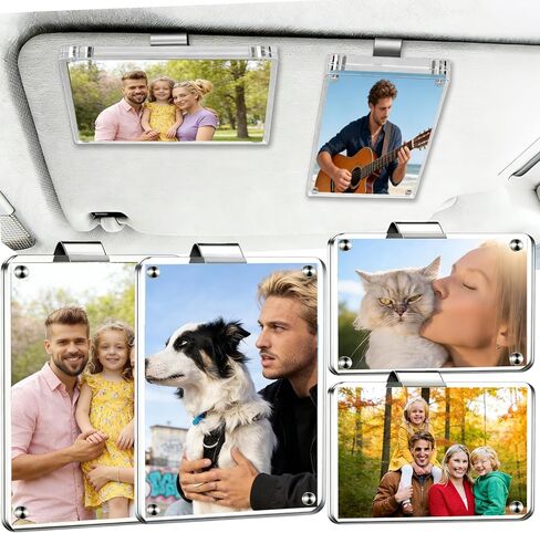 YOJO 4 عبوات من حامل صور السيارة، مشبك صور واقي من الشمس مقاس 2.4 بوصة × 3.5 بوصة، مشبك قناع أكريليك مخصص، إطار صورة مغناطيسي، ملحقات السيارة، هدايا عيد الحب لصديقك (أساسي) in Kuwait