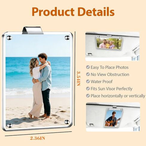YOJO 4 عبوات من حامل صور السيارة، مشبك صور واقي من الشمس مقاس 2.4 بوصة × 3.5 بوصة، مشبك قناع أكريليك مخصص، إطار صورة مغناطيسي، ملحقات السيارة، هدايا عيد الحب لصديقك (أساسي) in Kuwait
