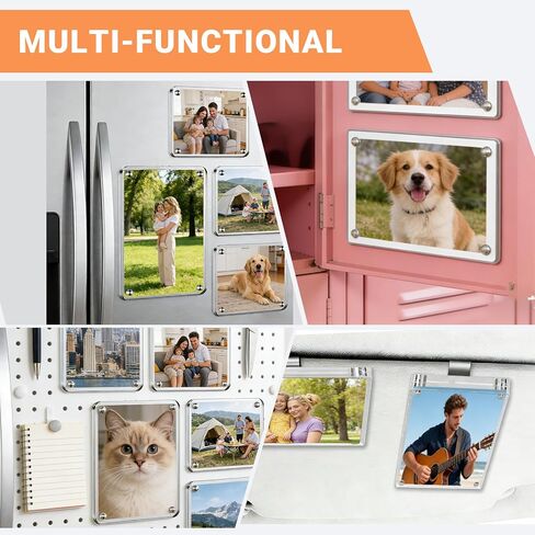 YOJO 4 عبوات من حامل صور السيارة، مشبك صور واقي من الشمس مقاس 2.4 بوصة × 3.5 بوصة، مشبك قناع أكريليك مخصص، إطار صورة مغناطيسي، ملحقات السيارة، هدايا عيد الحب لصديقك (أساسي) in Kuwait