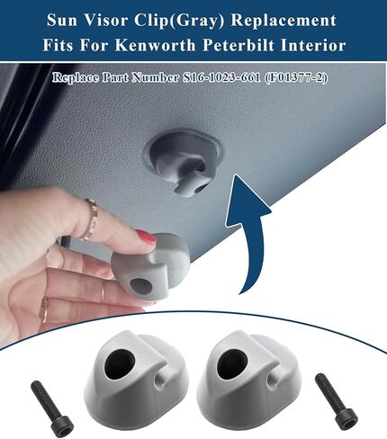 1 Pair Sun Visor Clip(Gray) Fits for Kenworth Peterbilt Interior,Replace S16-1023-661(F01377-2). in Saudi Arabia