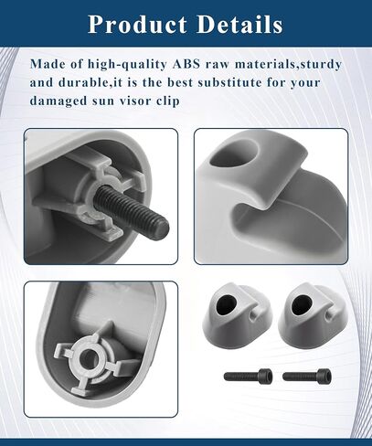1 Pair Sun Visor Clip(Gray) Fits for Kenworth Peterbilt Interior,Replace S16-1023-661(F01377-2). in Saudi Arabia