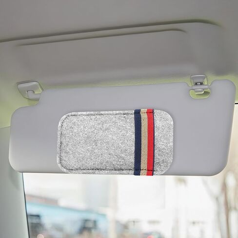 Sunglass Holder for Car Sun Visor Organizer – 6.1"×3.6" Soft Felt Eyeglasses Organizer Card Pocket for Pen Invoice, Universal Clip-on Glasses Holder Storage Pouch for Cars SUV Trucks (Black) in Saudi Arabia