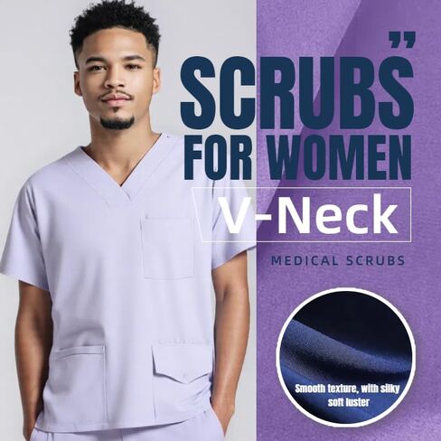 Scrubs for Women set 4 Way Stretch V-Neck Top&Pant with Pockets Yoga Cool Jogger Scrub Set Workwear in Saudi Arabia