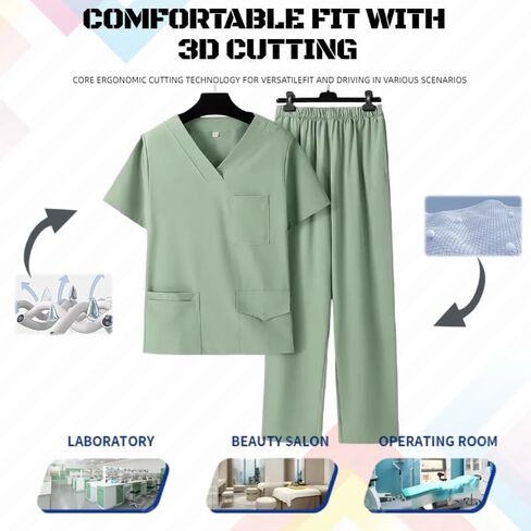 Scrubs for Women set 4 Way Stretch V-Neck Top&Pant with Pockets Yoga Cool Jogger Scrub Set Workwear in Saudi Arabia