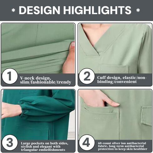 Scrubs for Women set 4 Way Stretch V-Neck Top&Pant with Pockets Yoga Cool Jogger Scrub Set Workwear in Saudi Arabia