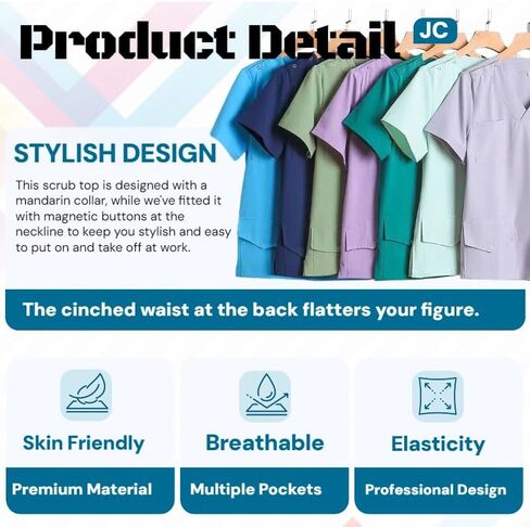 Scrubs for Women set 4 Way Stretch V-Neck Top&Pant with Pockets Yoga Cool Jogger Scrub Set Workwear in Saudi Arabia