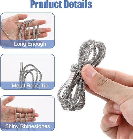 MVVM Rhinestone Shoe Laces, Glitter Crystal Shoelaces with Sparkling Diamonds for Sneakers, Tennis Shoes, Hoodies, Rave Outfits & Festival Accessories (Silver & Black) in Kuwait