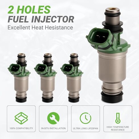 Fuel Injectors Set of 4 FJ295 Compatible with Toyota Camry Celica MR2 Rav4 Solara 2.2L L4# 23250-74100 2320974100 842-12144 84212144 800-1298N FJ10133,1992 1993 1994 1995 1996 1997 1998 1999 2000 in Kuwait