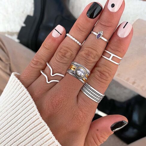 2 Tone Intertwined Crossover Statement Ring for Women,Stainless Steel Cubic Zirconia Wedding Rings for Women,Fashion Chunky Wide Index Finger Rings Jewelry in Kuwait