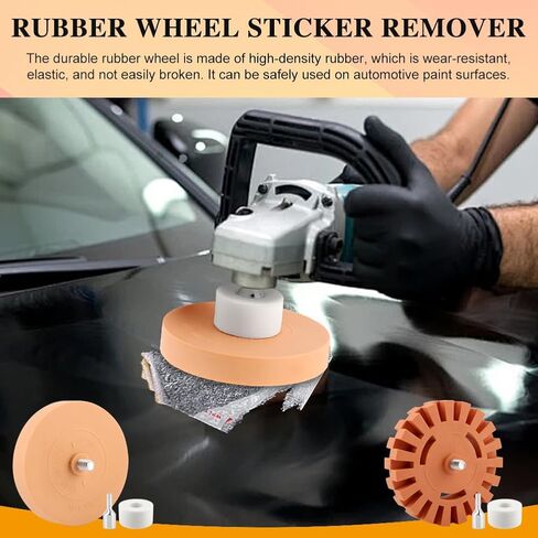 Decal Remover Eraser Wheel Tool Kit with Drill Adapter and Plastic Scraper, 4 Pack Rubber Adhesive Decal Remover Wheel Without Damaging Car Paint for Car Sticker Glue Vinyl Eraser in Kuwait